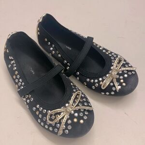 Stuart Weitzman Fannie Sparkle Ballet Flats rhinestone black dress shoes 11